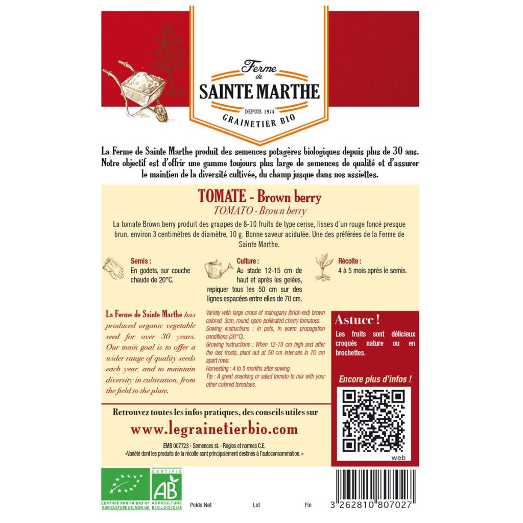 Tomate Brown Berry AB - Ferme de Ste Marthe