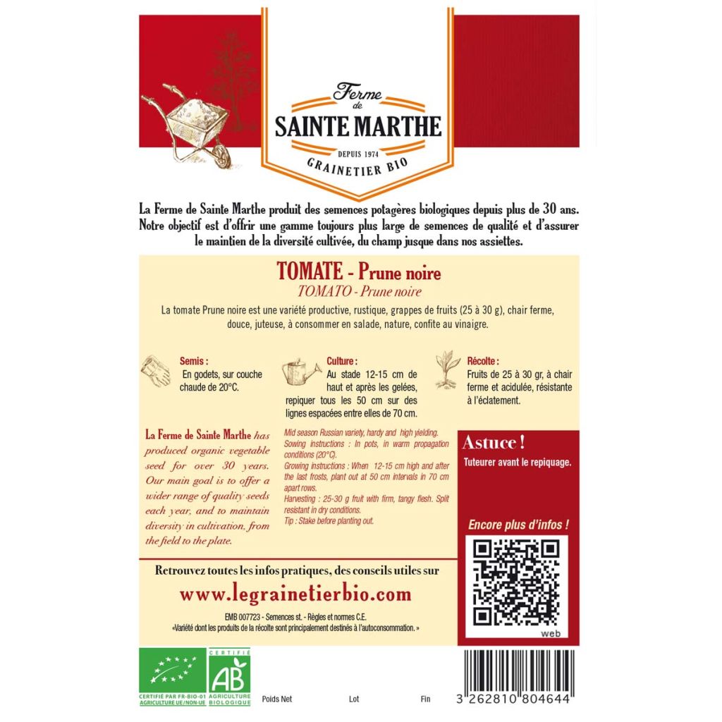 Tomate Prune Noire AB - Ferme de Ste Marthe