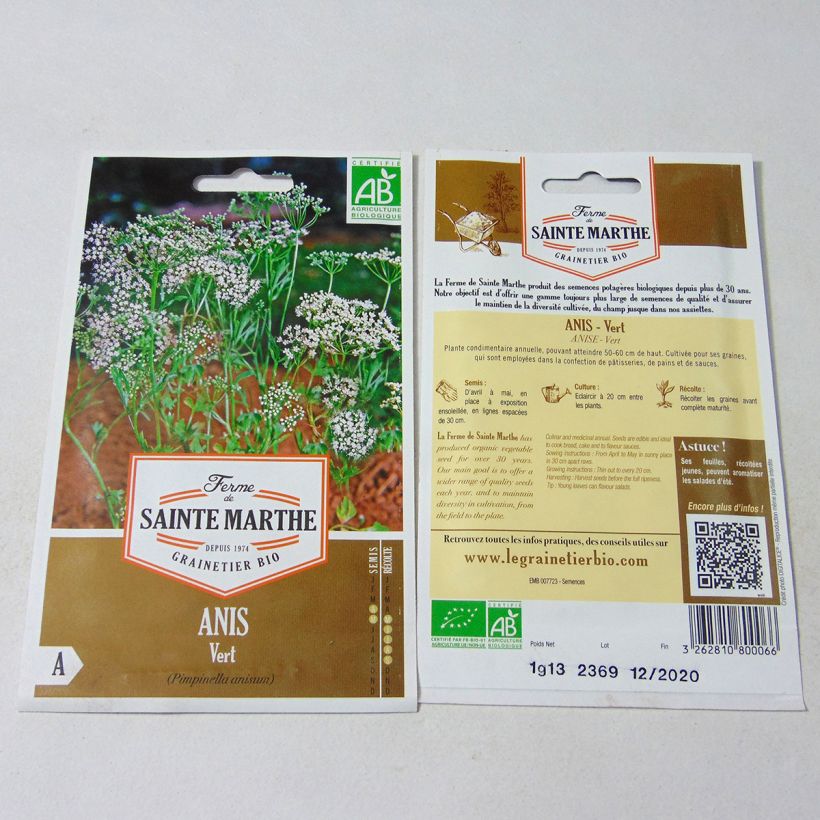 Esempio di esemplare Anis vert Bio - Ferme de Sainte Marthe Graines come consegnato