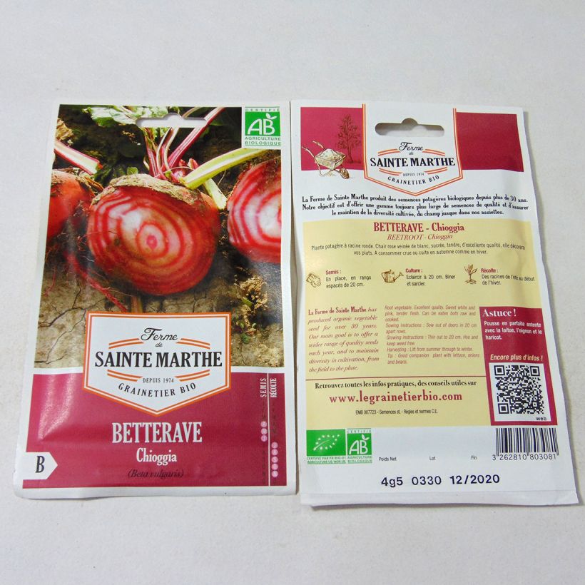 Esempio di esemplare Betterave Chioggia Bio - Ferme de Sainte Marthe Graines come consegnato