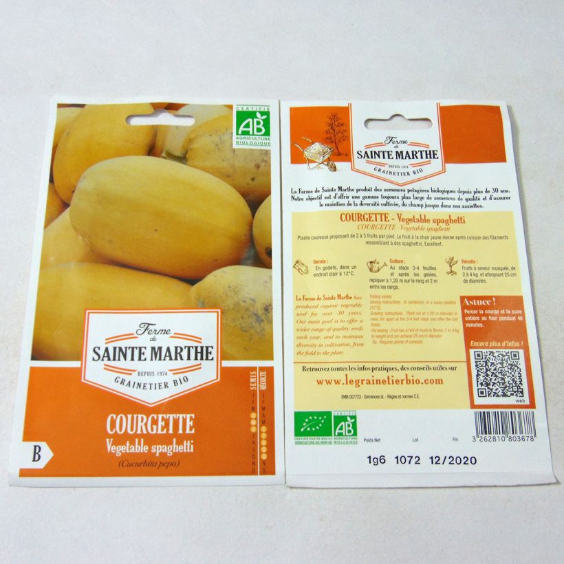 Esempio di esemplare Courge Vegetable Spaghetti Bio - Ferme de Sainte Marthe Graines come consegnato