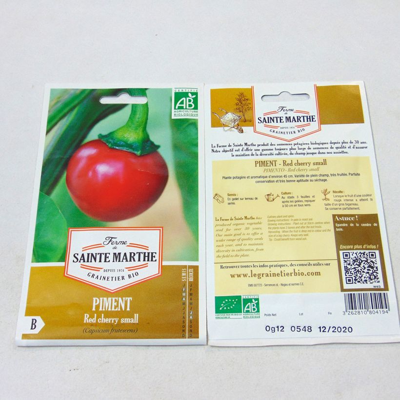 Esempio di esemplare Piment Red Cherry Small Bio - Ferme de Sainte Marthe Graines come consegnato