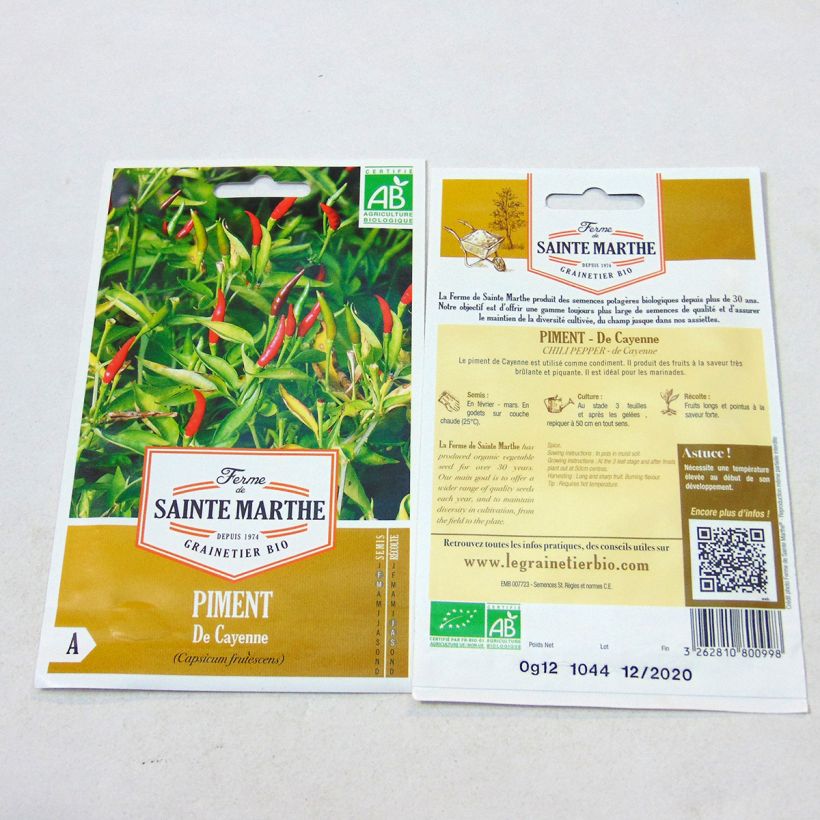 Esempio di esemplare Piment de Cayenne Bio - Ferme de Sainte Marthe Graines come consegnato