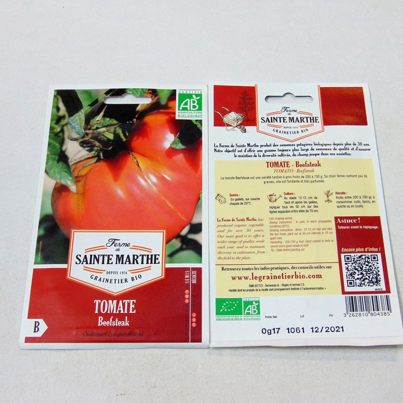 Esempio di esemplare Tomate Beefsteak Bio - Ferme de Sainte Marthe Graines come consegnato