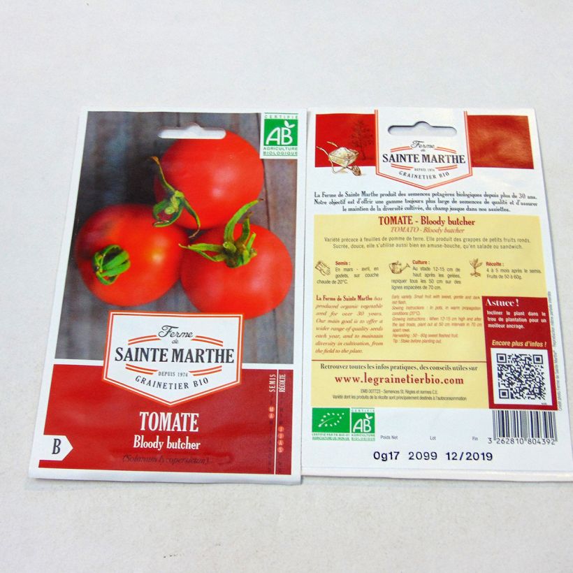 Esempio di esemplare Tomate Bloody Butcher Bio - Ferme de Sainte Marthe Graines come consegnato