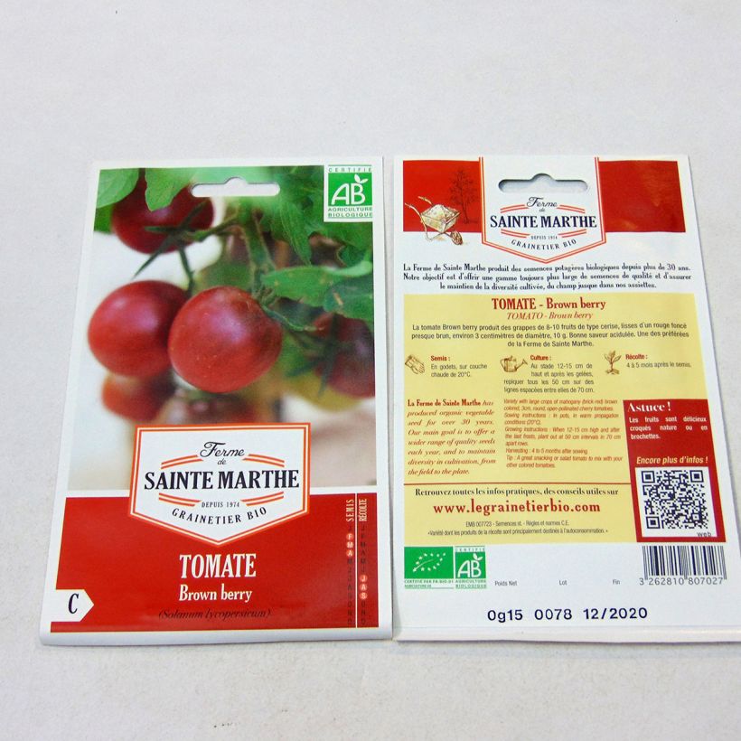 Esempio di esemplare Tomate Brown Berry Bio - Ferme de Sainte Marthe Graines come consegnato