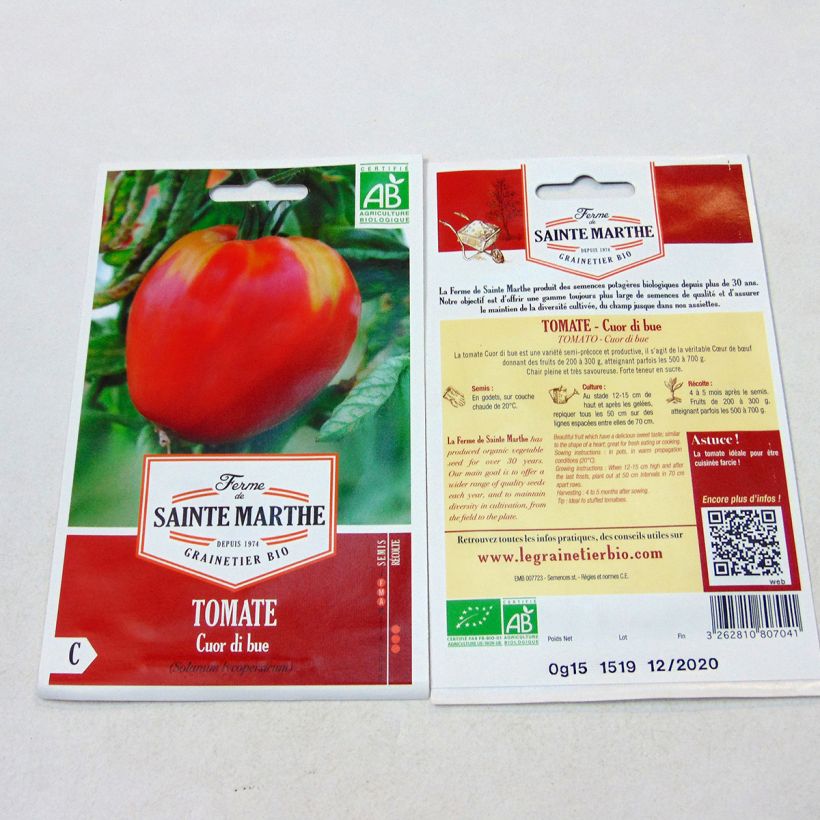 Esempio di esemplare Tomate Cuor Di Bue Bio - Cœur de Bœuf - Ferme de Sainte Marthe Graines come consegnato