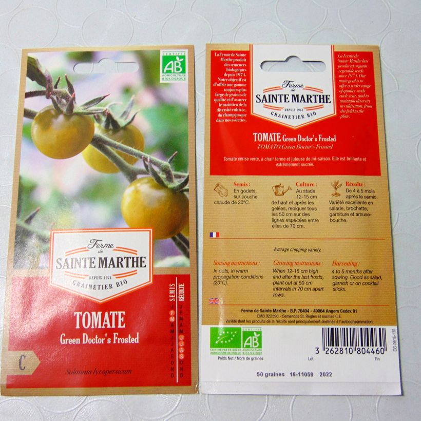 Esempio di esemplare Tomate Green Doctor's Frosted Bio - Ferme de Sainte Marthe Graines come consegnato