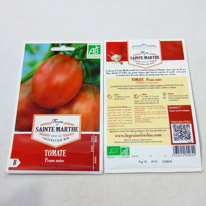 Esempio di esemplare Tomate Prune Noire Bio - Ferme de Sainte Marthe Graines come consegnato