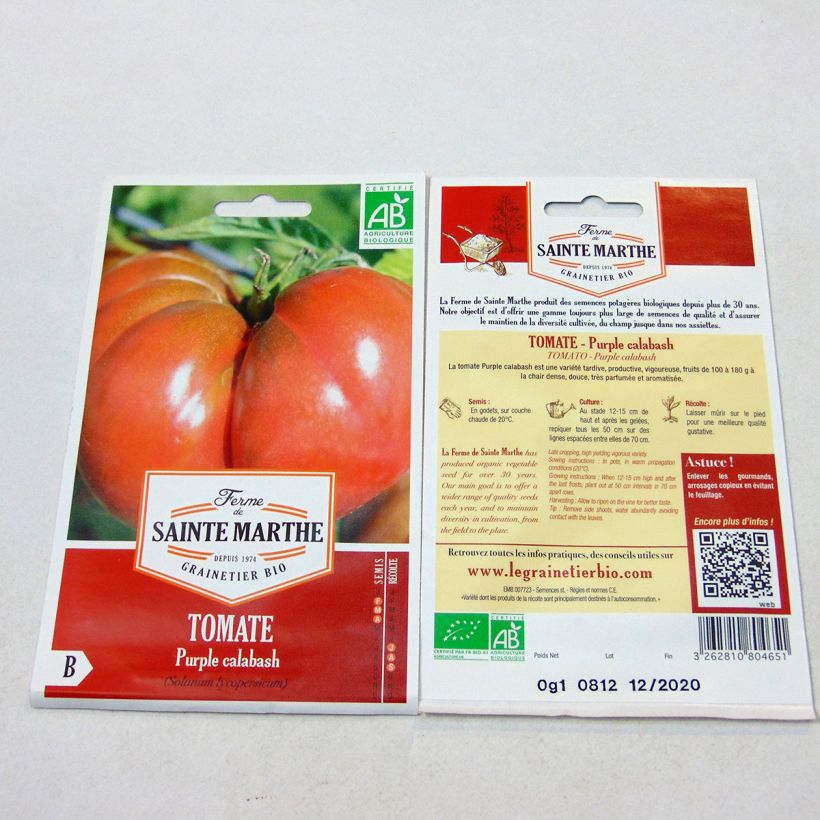 Esempio di esemplare Tomate Purple Calabash Bio - Ferme de Sainte Marthe Graines come consegnato