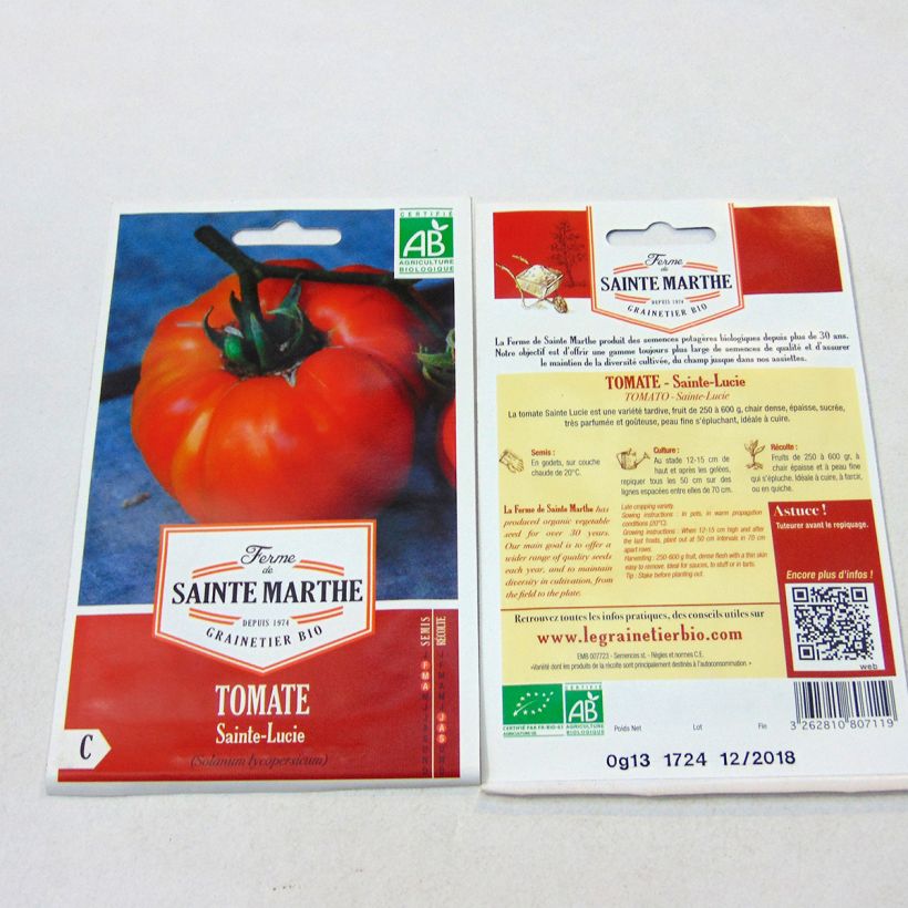 Esempio di esemplare Tomate Sainte Lucie Bio - Ferme de Sainte Marthe Graines come consegnato